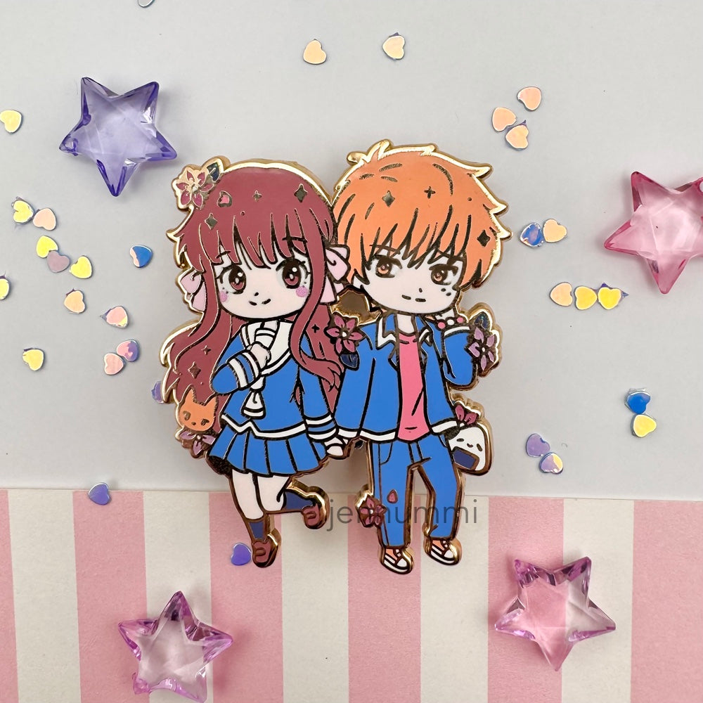 The Cat & Onigiri Enamel Pin (IN-HAND)