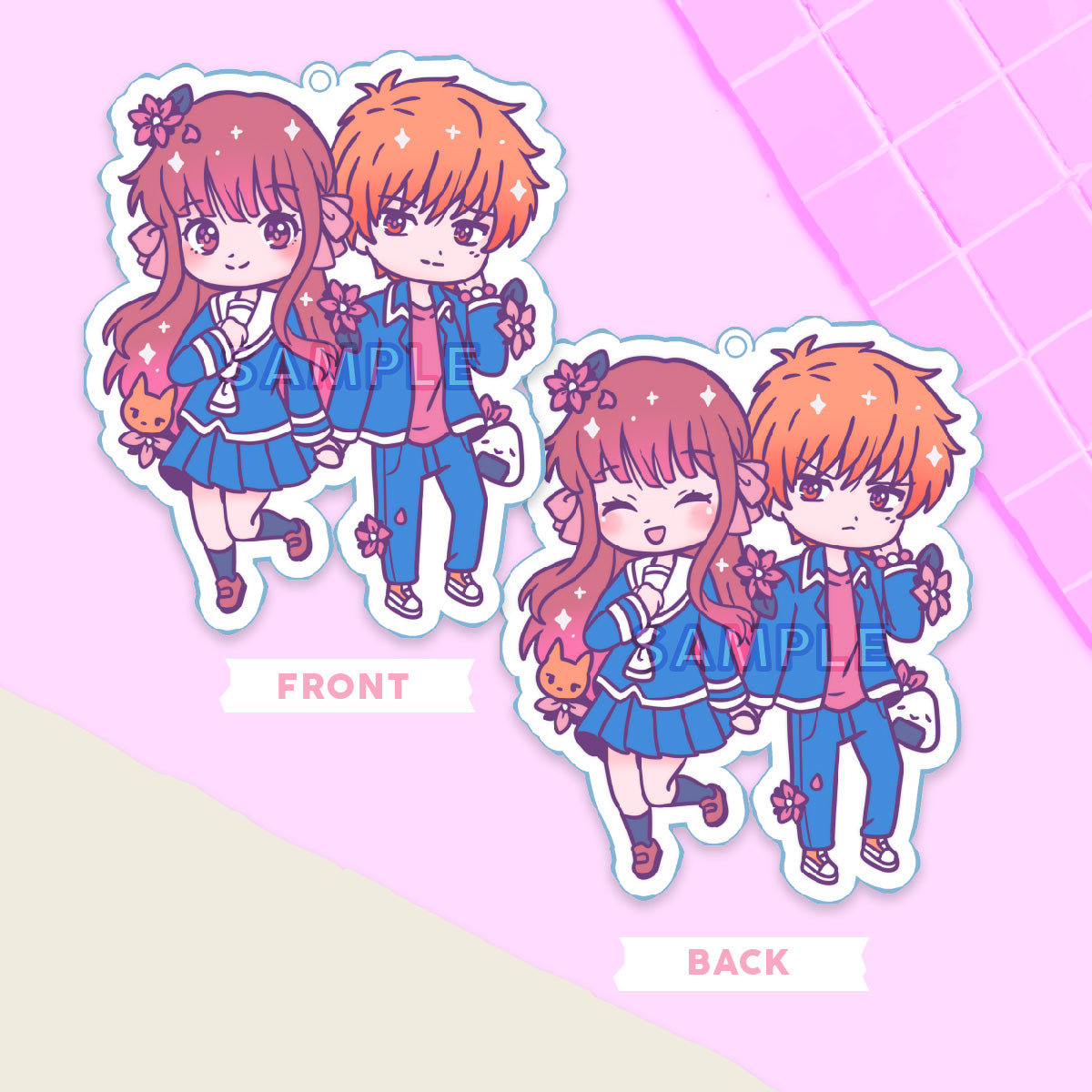 Onigiri & Cat Acrylic Charm (IN-HAND)