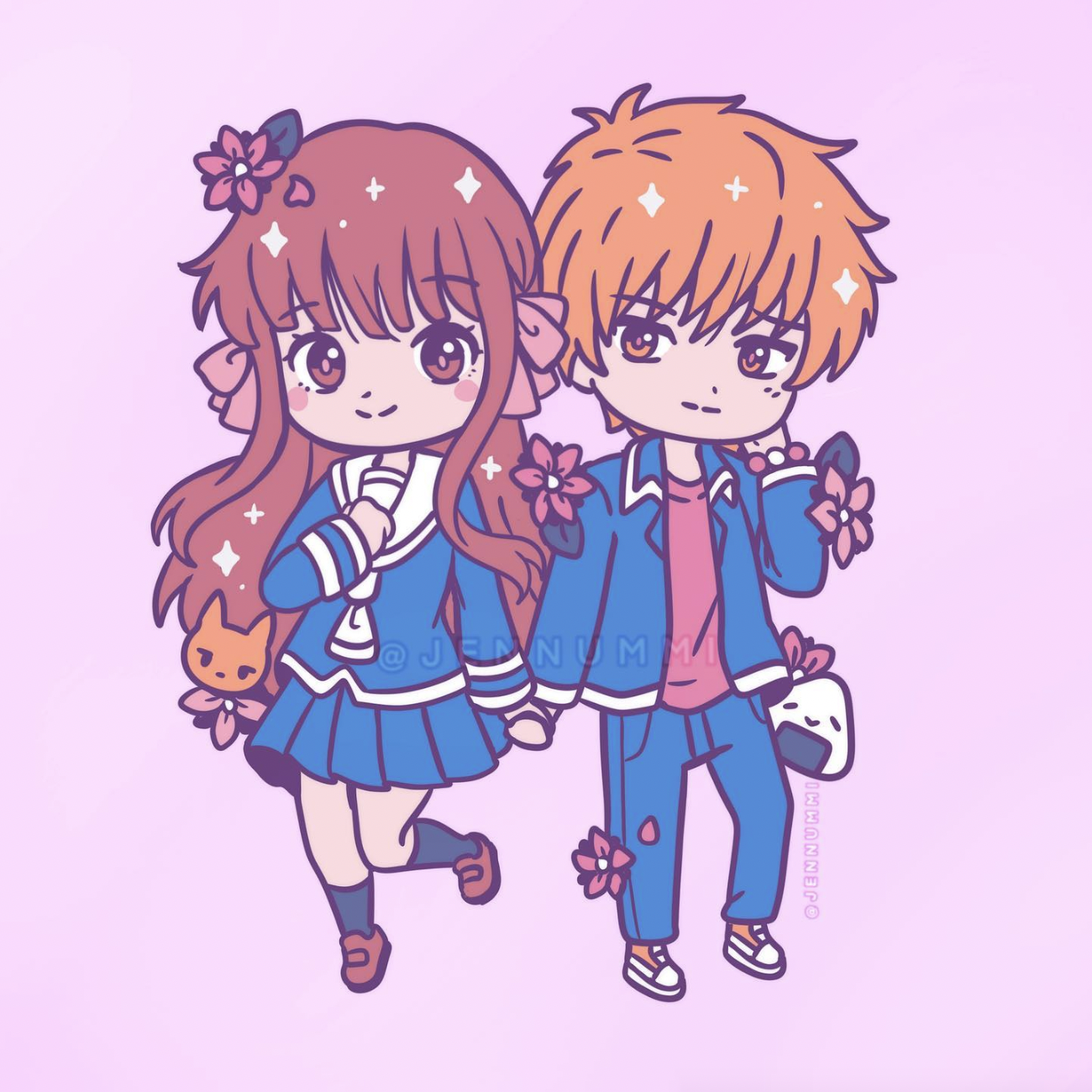 The Cat & Onigiri Enamel Pin (IN-HAND)