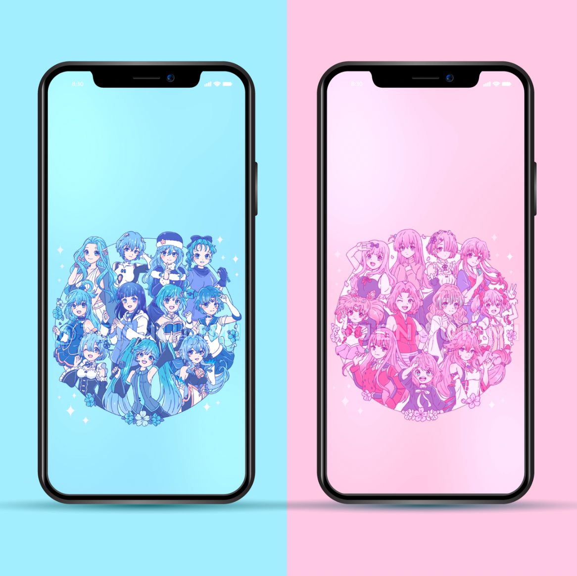 Color Soul Pink & Blue Wallpaper Set