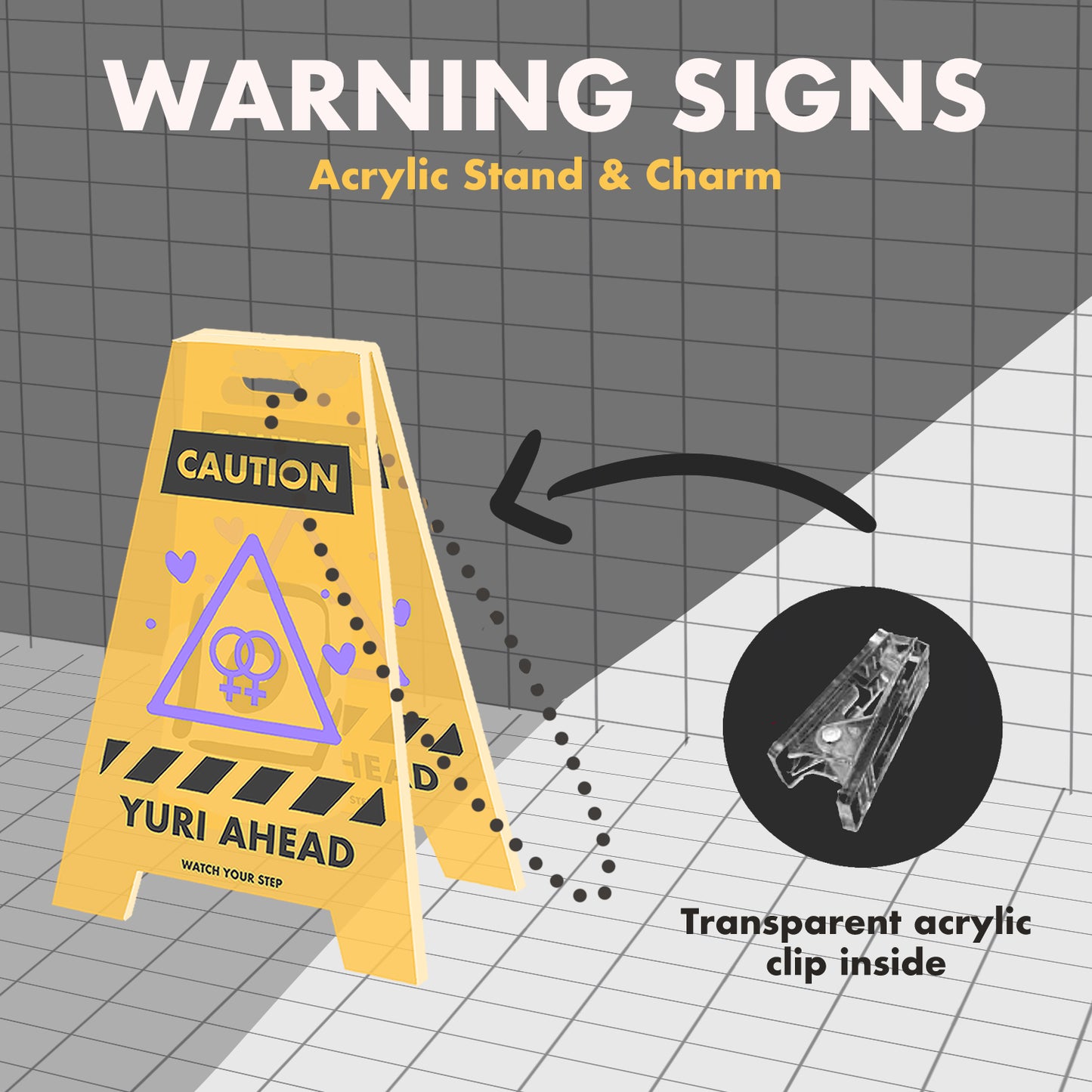 Warning Sign Acrylic Stand/Charm (PRE-ORDER)
