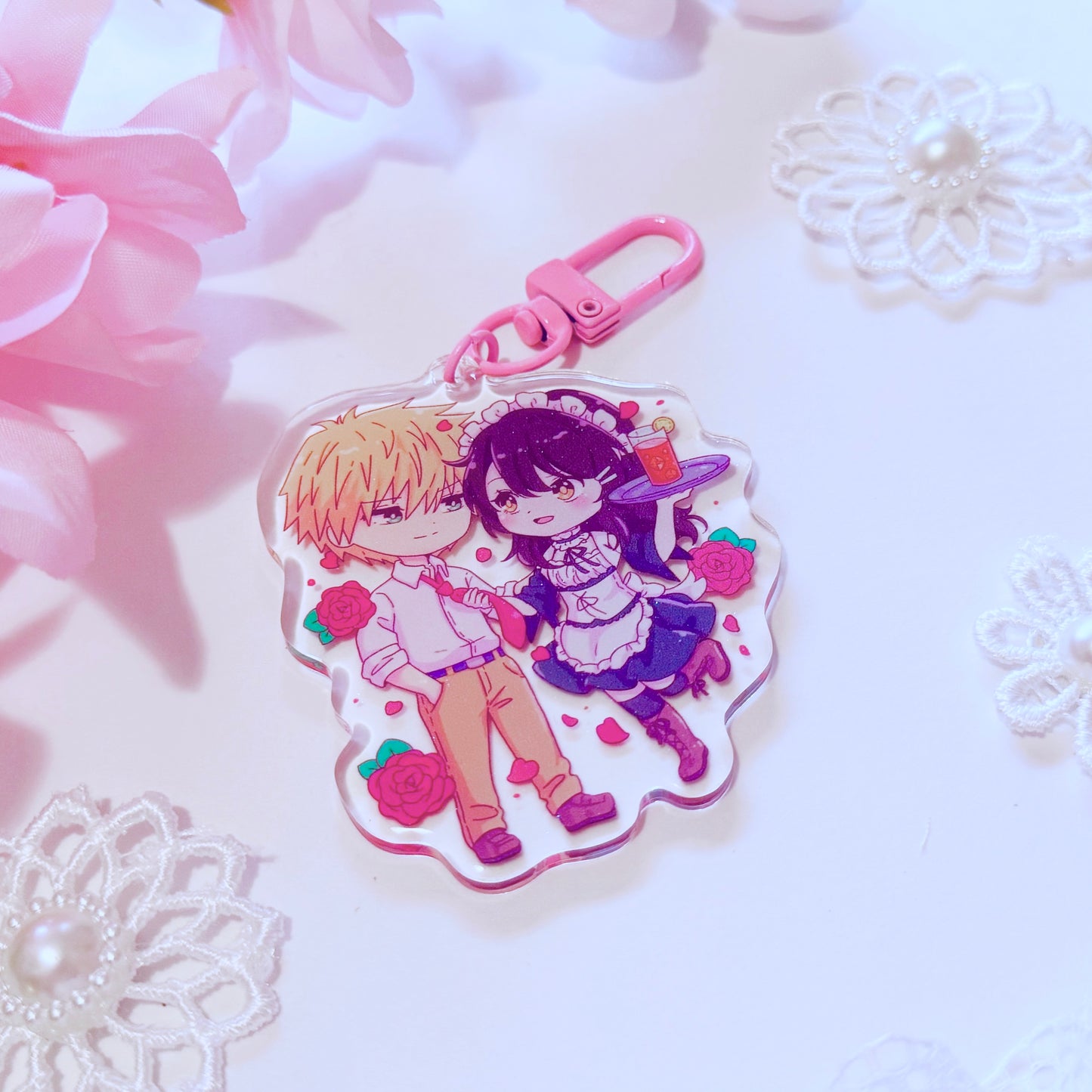 Cafe Couple Acrylic Charm