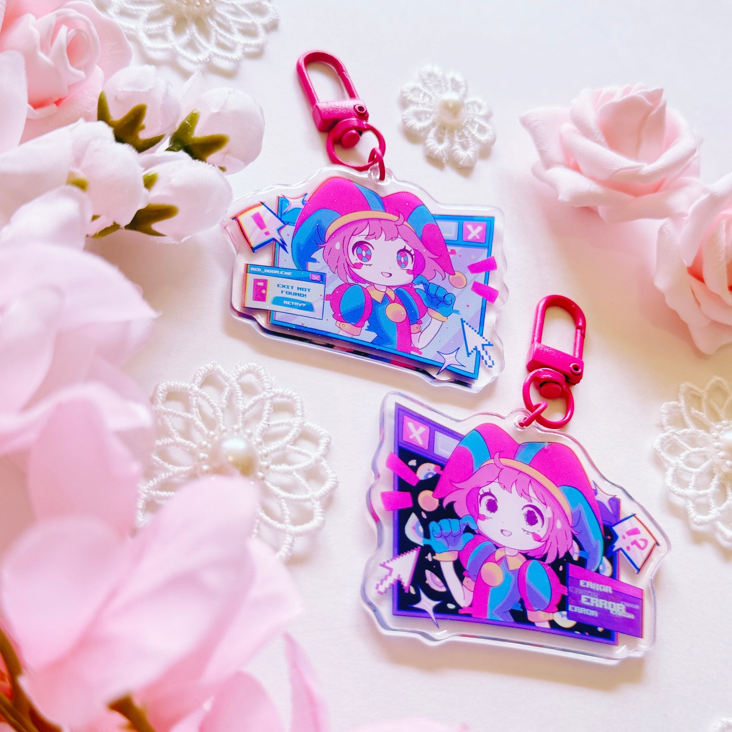 Bunny and Clown Acrylic Charm Set