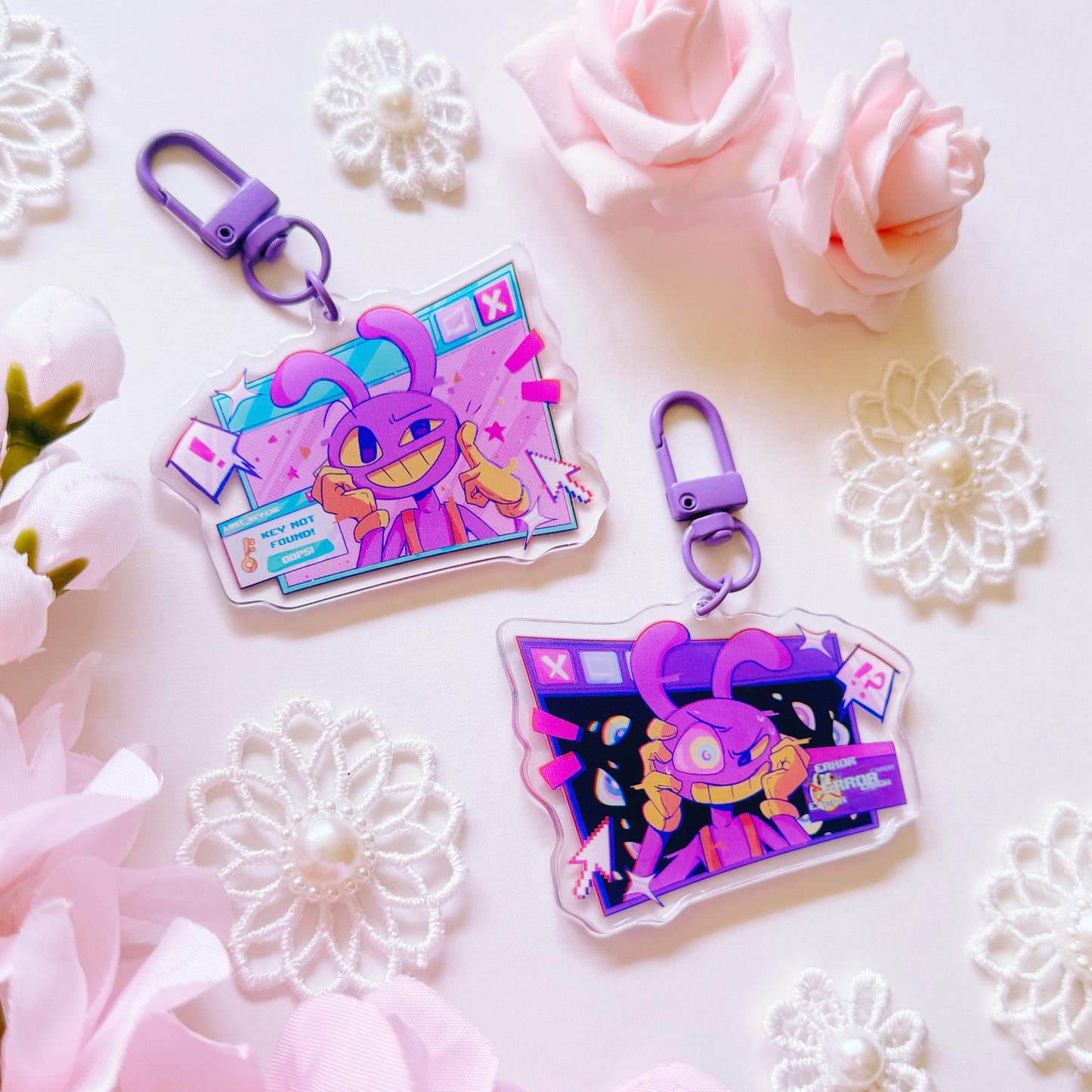 Bunny and Clown Acrylic Charm Set