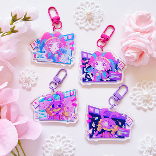 Bunny and Clown Acrylic Charm Set