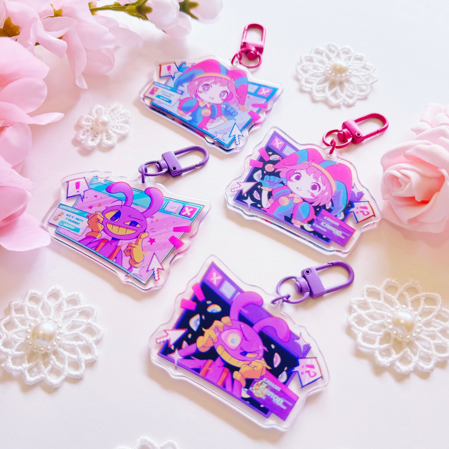 Bunny and Clown Acrylic Charm Set
