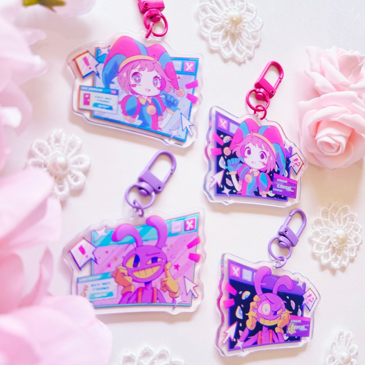 Bunny and Clown Acrylic Charm Set