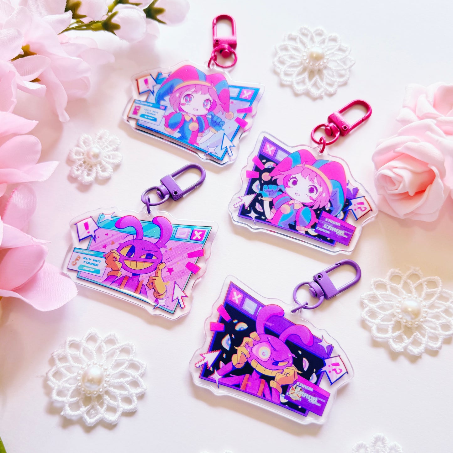 Bunny and Clown Acrylic Charm Set