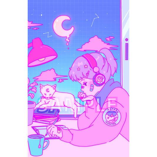 Pastel Writing Girl Print