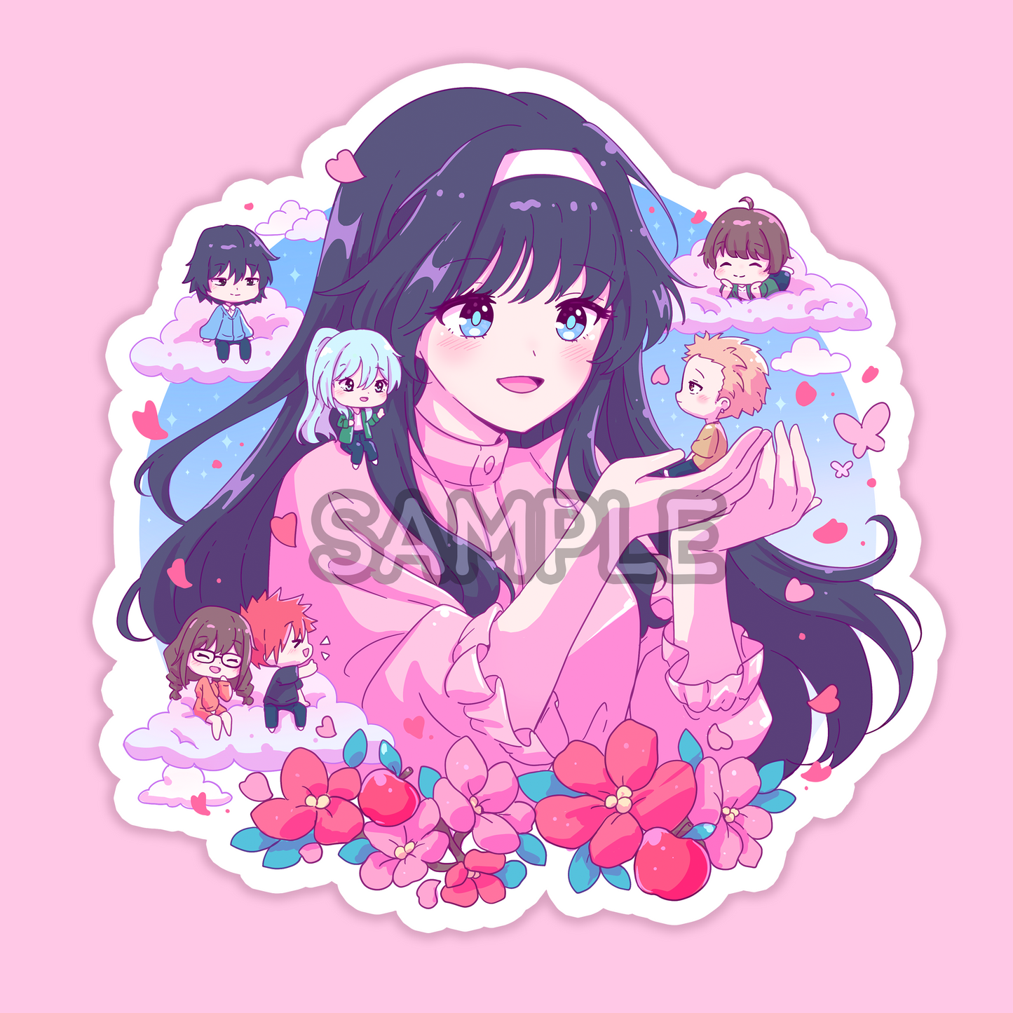 Sweet Flowers Chibi Group Sticker (PRE-ORDER)
