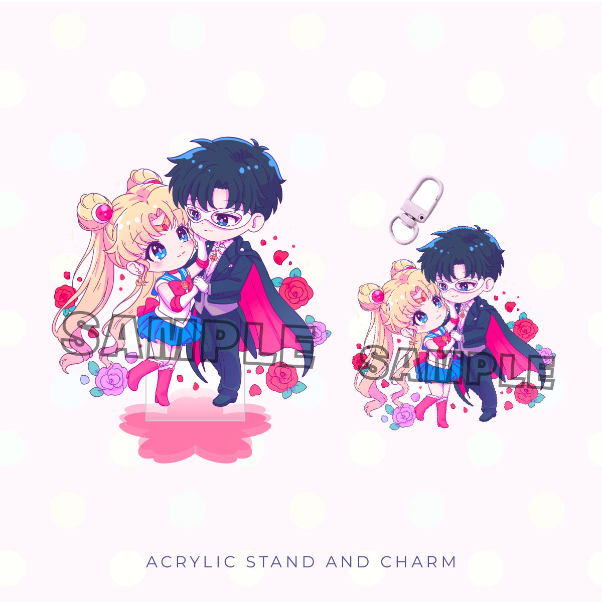 Crescent Couple Acrylic Charm and Stand Set (PRE-ORDER)